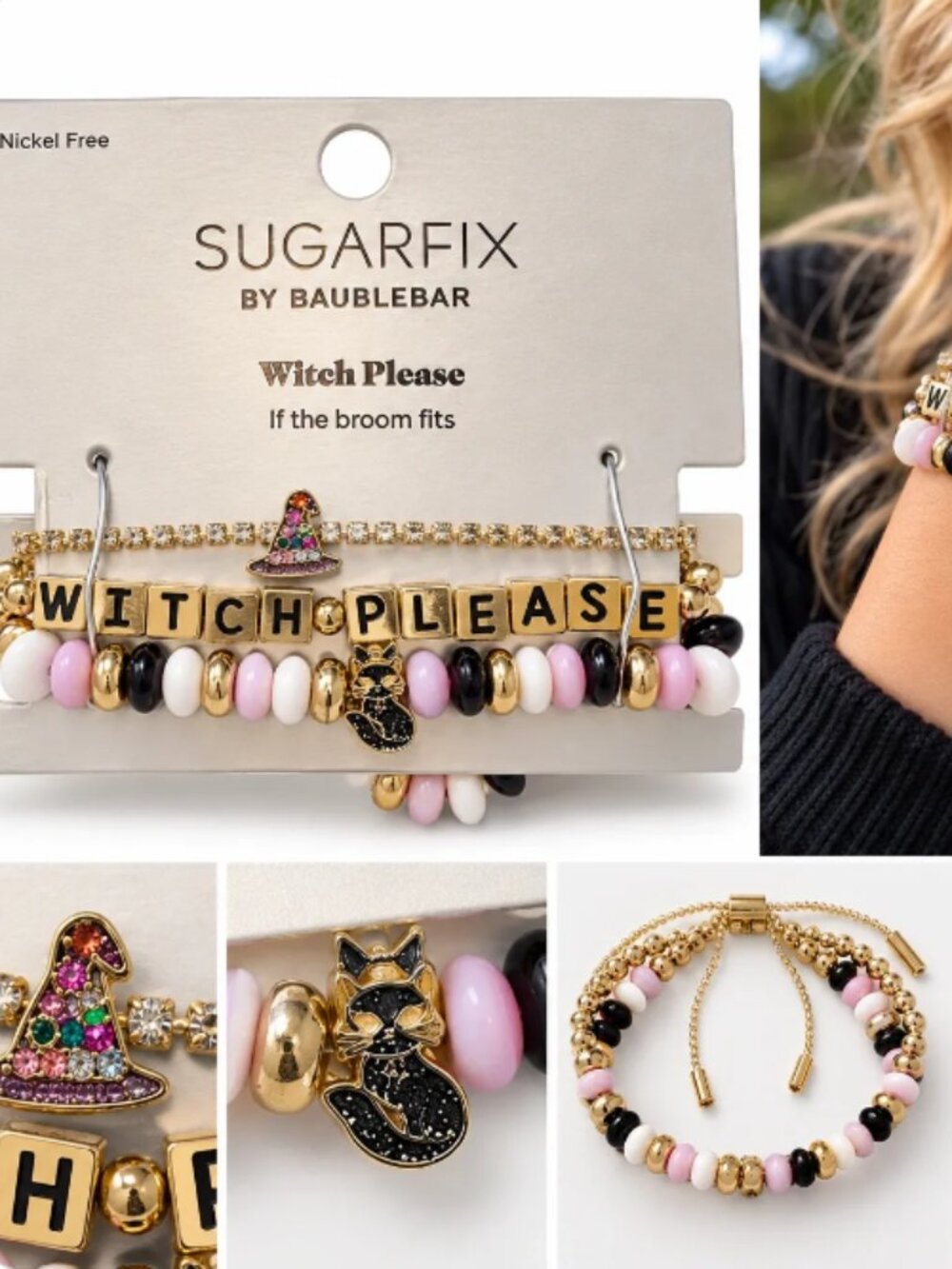 SUGARFIX by BaubleBar “Witch Please” Halloween Bracelet Set – Gold Tone